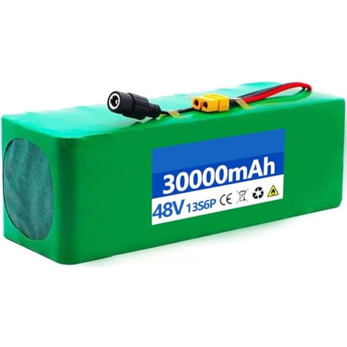 E-Bike Akku 48V 10Ah 15Ah 20Ah 25Ah 30Ah Elektrofahrra Lithium Batterie 48V Wasserdichter PVC-Akku Eingebauter BMS,Für 36V 800W 750W 500W 250W Motoren,Mit 42V Ladegerät(XT60,15AH) von WPXXXW
