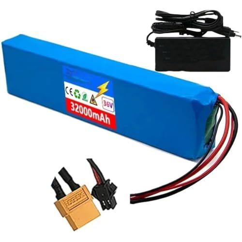 WPXXXW 36V 32Ah 10S3P E-Bike Lithium-Ionen-Akkupack,Mit Ladegerät,Mit Ladegerät Eingebauter BMS-Schutz Ideal Für Elektrofahrrad(XT60) von WPXXXW