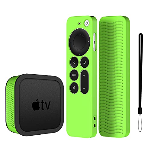 Alquar Kompatibel für 2021 Apple TV 4K Siri Fernbedienung, [2-in-1] mit Silikon-Schutzhülle für 2021 Apple TV 4K, hautfreundlich/rutschfest/stoßfest (grün) von WQNIDE