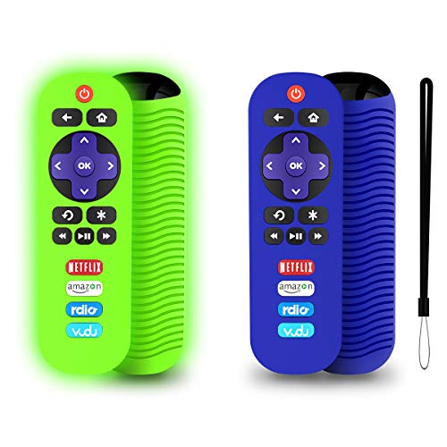 2 Pack Silicone Case for TCL Roku TV RC280 Remote, Protective Universal Replacement Lightweight Shockproof TCL Roku TV Remote Cover with Lanyard (Blue+ Glowing Green) 2 Pack Silicone Case for TCL Roku TV RC280 Remote, Protective Universal Replacement Lightweight Shockproof TCL Roku TV Remote Cover with Lanyard (Blue+ Glowing Green) von WQNIDE
