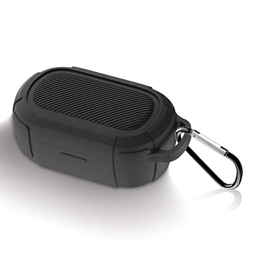 WQNIDE Schutzhülle für Bose QuietComfort Ohrhörer, weiches und Flexibles Silikon, Kratzfest, stoßfest, für echte kabellose Bluetooth-Kopfhörer mit Karabiner (Schwarz) von WQNIDE