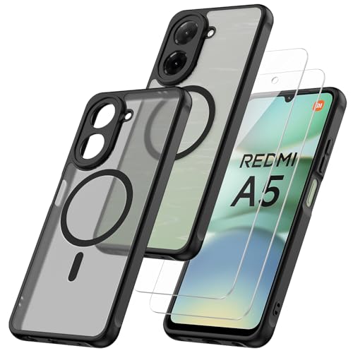 WQRTYJK 3-in-1 Kompatibel mit Xiaomi Redmi A5 4G Hülle mit 2 Stück Schutzfolie, Transluzente Matt Rückseite Dünn Stoßfest Handyhülle - Schwarz WQRTYJK 3-in-1 Kompatibel mit Xiaomi Redmi A5 4G Hülle mit 2 Stück Schutzfolie, Transluzente Matt Rückseite Dünn Stoßfest Handyhülle - Schwarz von WQRTYJK