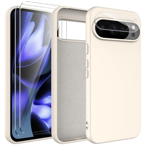 WQRTYJK 4-in-1 Kompatibel mit Google Pixel 10 Pro XL Hülle mit 2 Stück Schutzfolie und 1 Stück Kameraobjektivschutz, Soft Mikrofaserfutter Handyhülle Kratzfest stoßfeste Schutz Case - Creme weiß WQRTYJK 4-in-1 Kompatibel mit Google Pixel 10 Pro XL Hülle mit 2 Stück Schutzfolie und 1 Stück Kameraobjektivschutz, Soft Mikrofaserfutter Handyhülle Kratzfest stoßfeste Schutz Case - Creme weiß von WQRTYJK