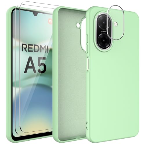 WQRTYJK Kompatibel mit Xiaomi Redmi A5 Hülle mit 2 Stück Schutzfolie und 1 Stück Kameraobjektivschutz, Soft Mikrofaserfutter Handyhülle Kratzfest stoßfeste Schutz Case - Matchagrün WQRTYJK Kompatibel mit Xiaomi Redmi A5 Hülle mit 2 Stück Schutzfolie und 1 Stück Kameraobjektivschutz, Soft Mikrofaserfutter Handyhülle Kratzfest stoßfeste Schutz Case - Matchagrün von WQRTYJK