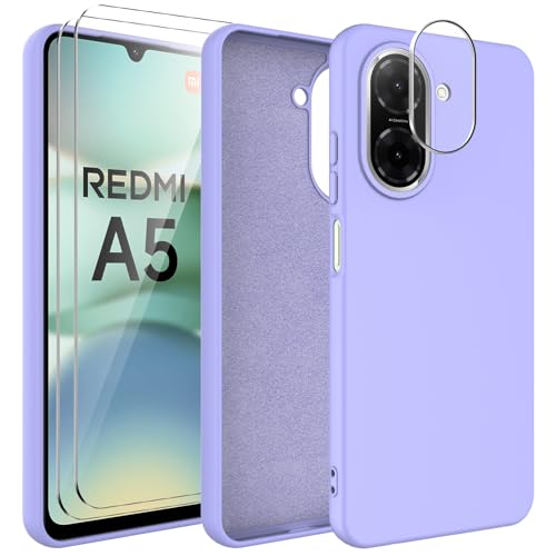 WQRTYJK Kompatibel mit Xiaomi Redmi A5 Hülle mit 2 Stück Schutzfolie und 1 Stück Kameraobjektivschutz, Soft Mikrofaserfutter Handyhülle Kratzfest stoßfeste Schutz Case - Nelkenviolett WQRTYJK Kompatibel mit Xiaomi Redmi A5 Hülle mit 2 Stück Schutzfolie und 1 Stück Kameraobjektivschutz, Soft Mikrofaserfutter Handyhülle Kratzfest stoßfeste Schutz Case - Nelkenviolett von WQRTYJK