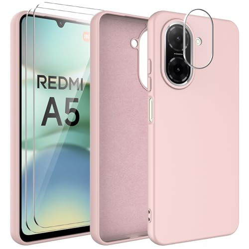 WQRTYJK Kompatibel mit Xiaomi Redmi A5 Hülle mit 2 Stück Schutzfolie und 1 Stück Kameraobjektivschutz, Soft Mikrofaserfutter Handyhülle Kratzfest stoßfeste Schutz Case - Rosa WQRTYJK Kompatibel mit Xiaomi Redmi A5 Hülle mit 2 Stück Schutzfolie und 1 Stück Kameraobjektivschutz, Soft Mikrofaserfutter Handyhülle Kratzfest stoßfeste Schutz Case - Rosa von WQRTYJK