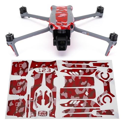 WRAPGRADE Skin Kompatibel mit DJI Air 3 | Accent Color (SUPER RED DOT CAMO) von WRAPGRADE