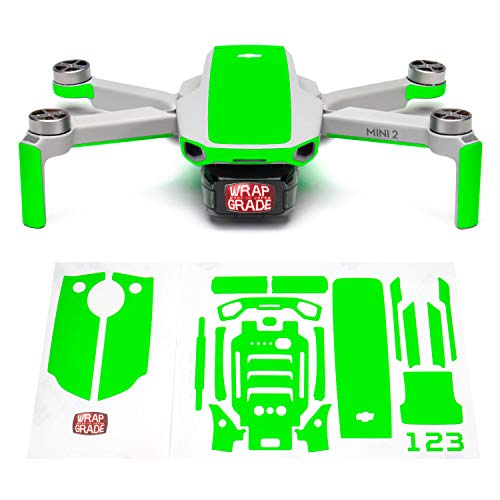 Wrapgrade Skin Sticker Set Kompatibel mit DJI Mini 2 | Akzentfarbe (NEON Green) von WRAPGRADE