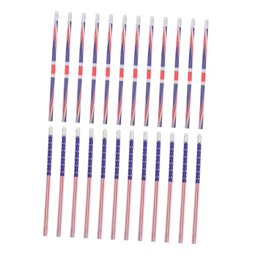 WRITWAA 24 Stück Bleistift Usa-gastgeschenke Rote Und Blaue Stifte Flaggenbanner International Patriotische Partygeschenke Coole Stifte Hölzern von WRITWAA