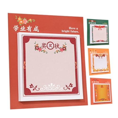 WRITWAA 4 Stück Nette Notizpolster Danksagung Selbstklebende Notizblöcke Party Kindergarten Lob Mini Haftnotizen Aufkleberkarten für Kinderanreize süße Notizblöcke Papier von WRITWAA