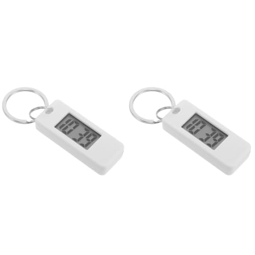WRITWAA Schlüsselanhänger-Taschenuhr, digitale Schlüsselanhänger-Uhr, Clip-on-Uhr, kleine Taschenuhr, Digitaluhr mit Schlüsselring (weiß) von WRITWAA
