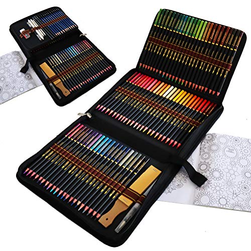 WRKEY Aquarell Buntstifte Set für Erwachsene, 96 Stück Buntstifte zum Zeichnen und Skizzieren Profi Art Werkzeug Set mit Graphitkohlestifte Sticks Werkzeuge für Anfänger Kinder Künstler von WRKEY