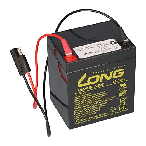 WSB Battery Kung Long Blei Akku AGM 12V 5 Ah zyklenfest mit Stecker für Rasenmäher kompatibel Sabo 43-Vario E Toro Briggs Stratton, 12V 4,5Ah, 12V 5,4Ah von WSB