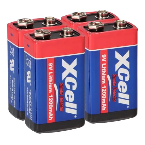 4X Batterie Lithium 9 Volt Block 1200mAh, 9v E-Block (U9VL, CR-9V, 6LR61) 10 Jahres Batterie ideal für z.B. Rauchmelder, Feuermelder, Messgeräte, Mikrofone u.v.m. AKKUman Set (4 Stück) von WSB