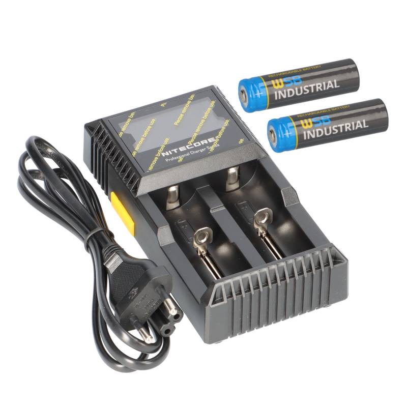 SET Nitecore D2 Ladegerät + 2x 14500 AA Solar Akku LiFePO4 3,2V 600mAh von WSB