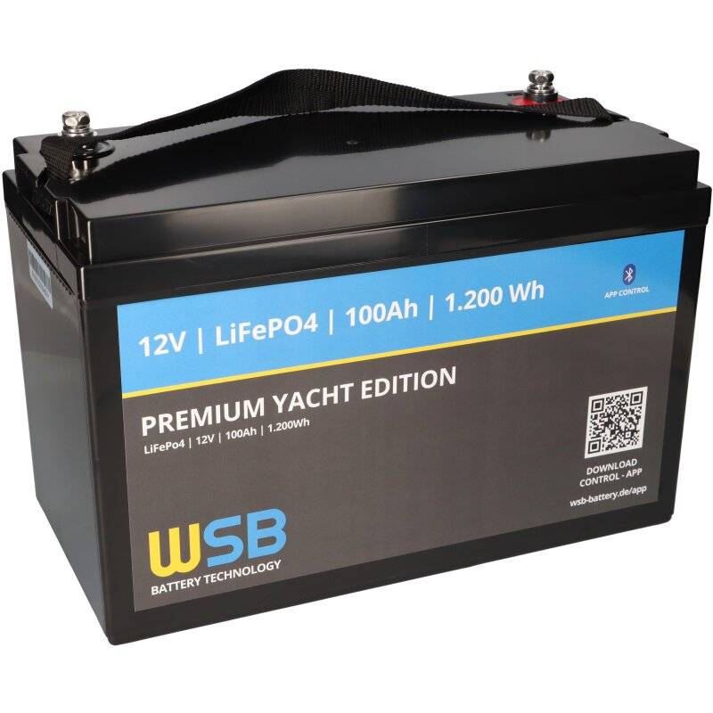 WSB LiFePO4 Akku 12V (12,8V) 100Ah inkl. Bluetooth Premium Yacht Edition von WSB
