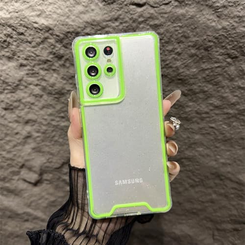 Luxuriöse leuchtende, neontransparente, weiche Hülle für Samsung Galaxy S21, S22, S23, S24 Ultra Plus FE 5G, nachtleuchtende Silikon-Stoßstangenabdeckung, grün, für S24 Plus Luxuriöse leuchtende, neontransparente, weiche Hülle für Samsung Galaxy S21, S22, S23, S24 Ultra Plus FE 5G, nachtleuchtende Silikon-Stoßstangenabdeckung, grün, für S24 Plus von WSDSMS