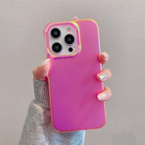WSDSMS Bunte Fluoreszierende grüne Handyhülle für iPhone 15Pro Max 14 Pro 13 12 Pro Max, mattierte Fluoreszierende Anti-Drop-Schutzhülle, Hot Pink, für iPhone 12Pro Max von WSDSMS