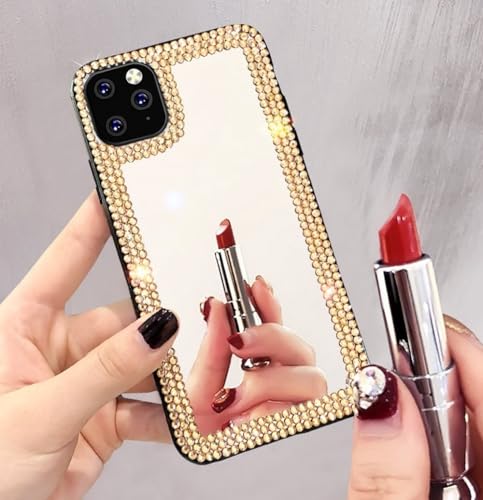 WSDSMS Damen Strass Diamant Spiegel Hülle für iPhone 14 13 12 11 Pro Max XR XS Hülle Luxus für iPhone 16 15 Pro Max Make-up-Cover, Gold, für iPhone 16 Plus WSDSMS Damen Strass Diamant Spiegel Hülle für iPhone 14 13 12 11 Pro Max XR XS Hülle Luxus für iPhone 16 15 Pro Max Make-up-Cover, Gold, für iPhone 16 Plus von WSDSMS
