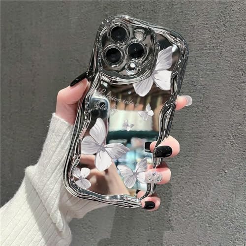 WSDSMS Galvanisierte Schminkspiegel-Handyhülle mit süßem Schmetterling für iPhone 16 14 15 Pro Max 15 13 Pro 12 11, Luxuriöse beschichtete, weiche TPU-Hülle, A163 Grau, für iPhone 16 Pro WSDSMS Galvanisierte Schminkspiegel-Handyhülle mit süßem Schmetterling für iPhone 16 14 15 Pro Max 15 13 Pro 12 11, Luxuriöse beschichtete, weiche TPU-Hülle, A163 Grau, für iPhone 16 Pro von WSDSMS