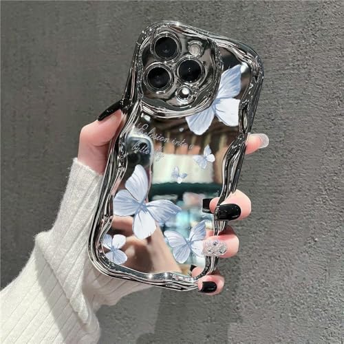 WSDSMS Galvanisierte Schminkspiegel-Handyhülle mit süßem Schmetterling für iPhone 16 14 15 Pro Max 15 13 Pro 12 11, Luxuriöse beschichtete, weiche TPU-Hülle, A164 Blau, für iPhone 15 Pro WSDSMS Galvanisierte Schminkspiegel-Handyhülle mit süßem Schmetterling für iPhone 16 14 15 Pro Max 15 13 Pro 12 11, Luxuriöse beschichtete, weiche TPU-Hülle, A164 Blau, für iPhone 15 Pro von WSDSMS