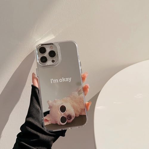 WSDSMS Galvanisierte Spiegeloberfläche, lustige Hunde-Telefonhülle für iPhone 15 14 13 12 11 Pro Max, Schminkspiegel, TPU-Hülle, OK Hund, für iPhone 12Pro Max WSDSMS Galvanisierte Spiegeloberfläche, lustige Hunde-Telefonhülle für iPhone 15 14 13 12 11 Pro Max, Schminkspiegel, TPU-Hülle, OK Hund, für iPhone 12Pro Max von WSDSMS