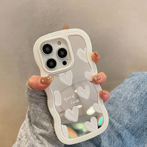 WSDSMS Koreanische schöne weiße Herz-Make-up-Spiegelhülle für iPhone 14 15 16 Pro Max 13 11 12 14 Plus XS X XR Stoßfeste weiche Hülle, Stil 01, für iPhone 16Pro Max WSDSMS Koreanische schöne weiße Herz-Make-up-Spiegelhülle für iPhone 14 15 16 Pro Max 13 11 12 14 Plus XS X XR Stoßfeste weiche Hülle, Stil 01, für iPhone 16Pro Max von WSDSMS