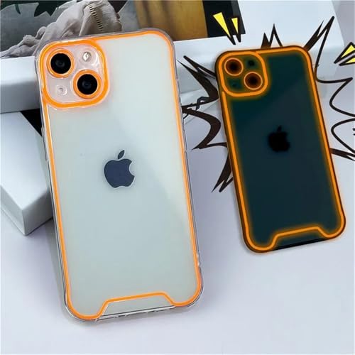 WSDSMS Leicht leuchtende weiche Silikonhülle für iPhone 15 14 Plus 11 12 13 14 Pro XR XS Max Transparente Schutzhülle für die Rückseite, Orange, Für iPhone 12Promax von WSDSMS