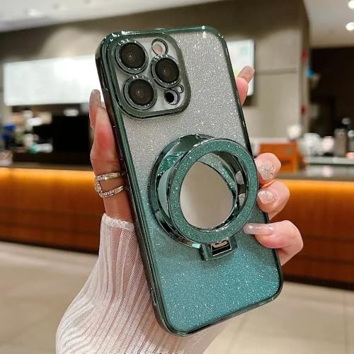 WSDSMS Luxuriöse Glitzerspiegel-Ständerhülle für iPhone 16 15 14 13 12 Pro Max 11 X Xr XsMax 7 8 Plus Halterung Farbverlauf Make-Up Beschichtungsabdeckung, grün, für iPhone 11 Pro WSDSMS Luxuriöse Glitzerspiegel-Ständerhülle für iPhone 16 15 14 13 12 Pro Max 11 X Xr XsMax 7 8 Plus Halterung Farbverlauf Make-Up Beschichtungsabdeckung, grün, für iPhone 11 Pro von WSDSMS