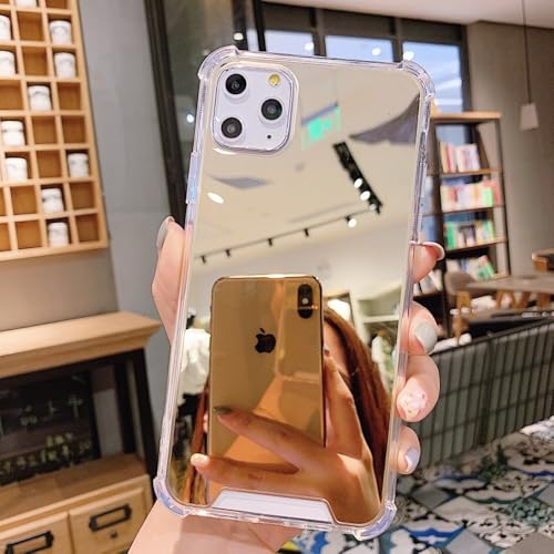 WSDSMS Luxuriöse durchsichtige Handyhülle mit Make-up-Spiegel für iPhone 11 12 Pro XS MAX Mini XR X 7 8 6S 6 Plus SE 2020, stoßfeste, weiche Silikonhülle, Gold, für iPhone 11Pro Max WSDSMS Luxuriöse durchsichtige Handyhülle mit Make-up-Spiegel für iPhone 11 12 Pro XS MAX Mini XR X 7 8 6S 6 Plus SE 2020, stoßfeste, weiche Silikonhülle, Gold, für iPhone 11Pro Max von WSDSMS