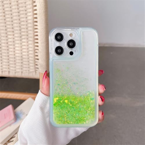 WSDSMS Luxuriöse flüssige Treibsand-Handyhülle mit glitzernden Pailletten, Leuchtend, für iPhone 14 13 12 11 Pro Max 14 Plus, transparente, neonfarbene Silikon-Softcover, grün, für iPhone 13 Pro WSDSMS Luxuriöse flüssige Treibsand-Handyhülle mit glitzernden Pailletten, Leuchtend, für iPhone 14 13 12 11 Pro Max 14 Plus, transparente, neonfarbene Silikon-Softcover, grün, für iPhone 13 Pro von WSDSMS