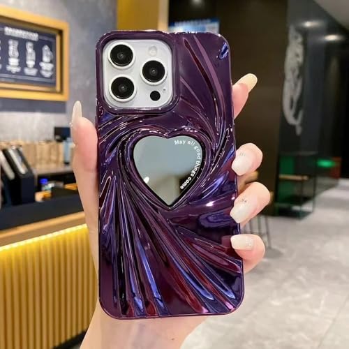 WSDSMS Make-up-Herzspiegelhülle für iPhone 16 Pro Max 16 Plus, plattierte, faltige Musterhülle für iPhone 15 14 13 Pro 12, Stoßschutzhülle, Lila, für iPhone 14 Plus WSDSMS Make-up-Herzspiegelhülle für iPhone 16 Pro Max 16 Plus, plattierte, faltige Musterhülle für iPhone 15 14 13 Pro 12, Stoßschutzhülle, Lila, für iPhone 14 Plus von WSDSMS