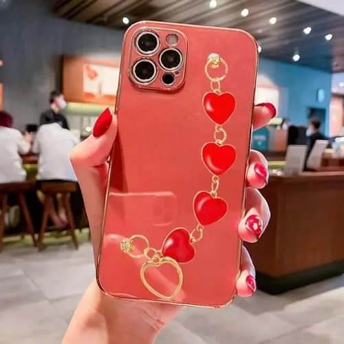 WSDSMS Plating Love Heart Armband Kettenhülle für iPhone 15 14 12 11 13 Pro Max X XS 13pro 14pro 7 8 Plus Stoßfeste Hülle, rot, für iPhone 15Pro WSDSMS Plating Love Heart Armband Kettenhülle für iPhone 15 14 12 11 13 Pro Max X XS 13pro 14pro 7 8 Plus Stoßfeste Hülle, rot, für iPhone 15Pro von WSDSMS