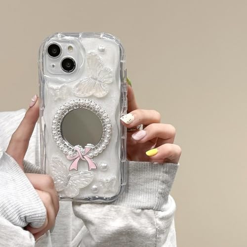 WSDSMS Stilvolle Epoxy-Spiegel-Blumen-Schmetterlings-Telefonhülle für iPhone 15 14 13 12 16 Pro Max X XS XR Kamera-Schutzhülle Stoßfest, Weiß, Für iPhone 11ProMax WSDSMS Stilvolle Epoxy-Spiegel-Blumen-Schmetterlings-Telefonhülle für iPhone 15 14 13 12 16 Pro Max X XS XR Kamera-Schutzhülle Stoßfest, Weiß, Für iPhone 11ProMax von WSDSMS