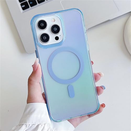 WSDSMS Transparente Hülle mit Farbverlauf und kabellosem Laden für iPhone 15 12 13 14 Pro Max Plus, luxuriöse magnetische Hart-PC-Hülle, Blau, für iPhone 14 Pro WSDSMS Transparente Hülle mit Farbverlauf und kabellosem Laden für iPhone 15 12 13 14 Pro Max Plus, luxuriöse magnetische Hart-PC-Hülle, Blau, für iPhone 14 Pro von WSDSMS