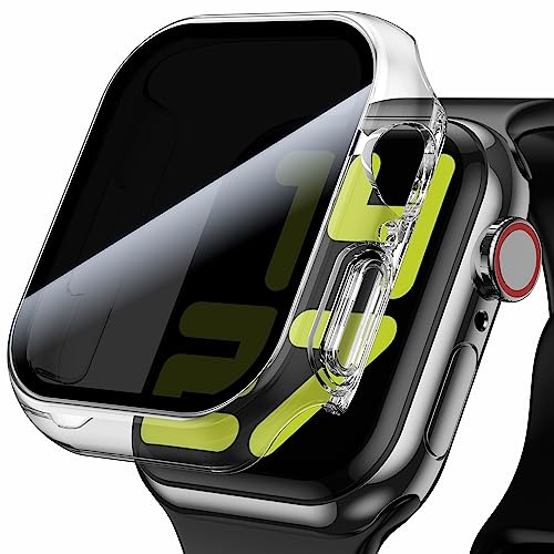 WSKEN Hülle mit Sichtschutz Displayschutz Kompatibel mit Apple Watch Series 9/8/7 45 mm,Hard PC Ultradünne Schutz Case für iWatch 45mm Privacy schutzfolie, 2 Stück,Transparent von WSKEN