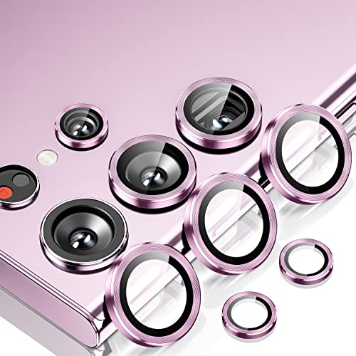 WSKEN Kameraschutz für Samsung Galaxy S23 Ultra Kamera Schutzfolie, Kratzfestes dünnes gehärtetes Glas mit Individuell Metallring Kamera Schutzfolie,Purple von WSKEN