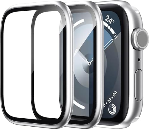 WSKEN Schutzfolie für Apple Watch Series 9/8/7 41mm Folie, [Titanium Alloy Frame] Displayschutz Blasenfreie, 3D Volle Abdeckung, Anti-Staub, Anti-Kratzer, Anti-Fingerabdruck 2 Stück von WSKEN
