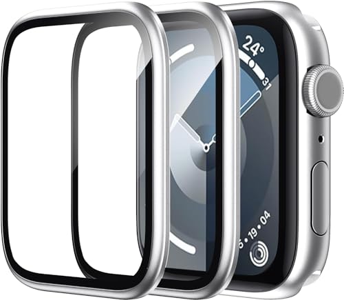WSKEN Schutzfolie für Apple Watch Series 9/8/7 41mm Folie, [Titanium Alloy Frame] Displayschutz Blasenfreie, 3D Volle Abdeckung, Anti-Staub, Anti-Kratzer, Anti-Fingerabdruck 2 Stück von WSKEN
