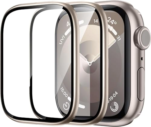 WSKEN Schutzfolie für Apple Watch Series 9/8/7 41mm Folie, [Titanium Alloy Frame] Displayschutz Blasenfreie, 3D Volle Abdeckung, Anti-Staub, Anti-Kratzer, Anti-Fingerabdruck 2 Stück von WSKEN