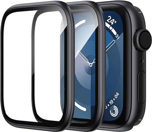 WSKEN Schutzfolie für Apple Watch Series 9/8/7 41mm Folie, [Titanium Alloy Frame] Displayschutz Blasenfreie, 3D Volle Abdeckung, Anti-Staub, Anti-Kratzer, Anti-Fingerabdruck 2 Stück von WSKEN
