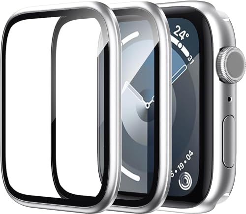 WSKEN Schutzfolie für Apple Watch Series 9/8/7 45mm Folie, [Titanium Alloy Frame] Displayschutz Panzerfolie Blasenfreie, 3D Volle Abdeckung, Anti-Staub, Anti-Kratzer, Anti-Fingerabdruck 2 Stück von WSKEN