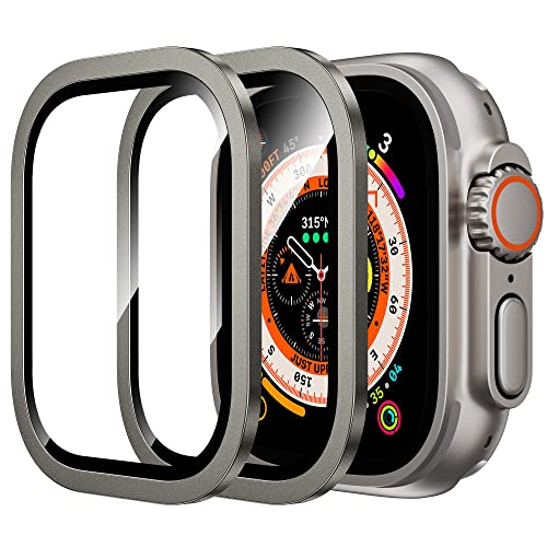 WSKEN Schutzfolie für Apple Watch Ultra 2/ Ultra 49mm, [Titanium Alloy Frame] Displayschutz Blasenfreie, Volle Abdeckung, Anti-Staub Kompatibel mit iWatch Ultra Series von WSKEN