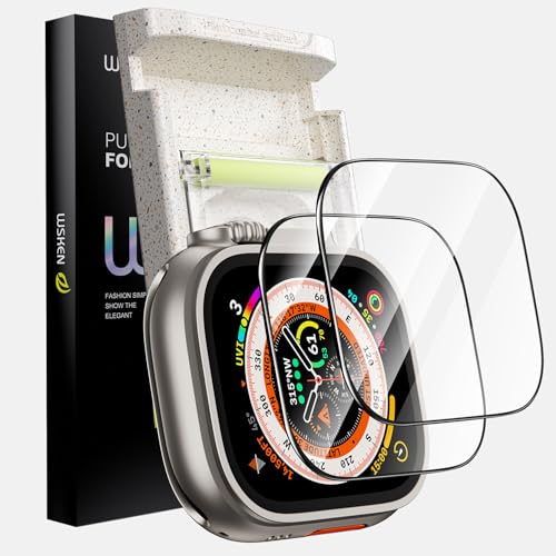 WSKEN Schutzfolie für Apple Watch Ultra 2/Ultra 49mm Folie, [Umweltfreundlich] [Auto-Staubentfernung] Einfache Installation Displayschutz HD Volle Abdeckung Panzerfolie,Blasenfreie,Anti-Kratzer von WSKEN