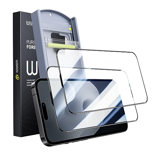 WSKEN Schutzfolie für iPhone 15 Pro Max 6.7 Zoll, HD Klar [Auto Dust-Elimination] 9H Härte Schutzglas Vollständige Deckung Displayschutz Folie Zubehör Bläschenfrei,Kratzfest,2 Stück von WSKEN