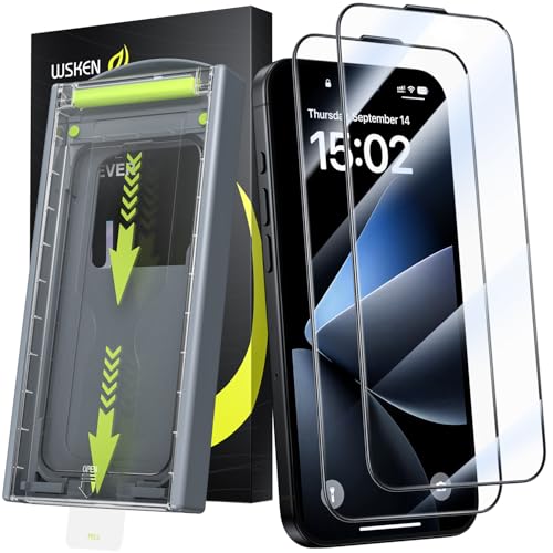WSKEN für iPhone 16 Pro für Panzerglas - [Automatische Staubentfernung][Einfache Installation] 9H Härte HD Klar Schutzfolie Full Screen Displayschutz Folie,Anti-Fingerabdruck, Bläschenfrei,2 Stück von WSKEN