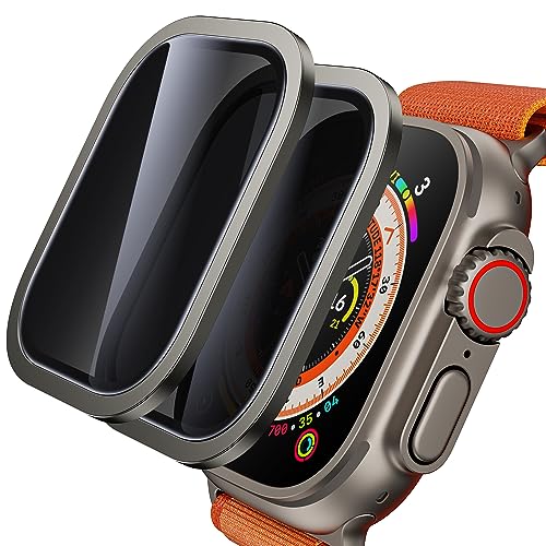 WSKEN Sichtschutz Schutzfolie für Apple Watch Ultra 49mm, [Titanium Alloy Frame] Displayschutz Blasenfreie, Volle Abdeckung, Anti-Staub Kompatibel mit iWatch Ultra Series von WSKEN