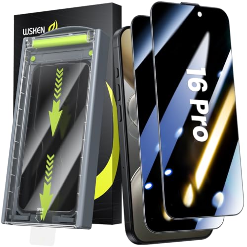 WSKEN für iPhone 16 Pro für Panzerglas Sichtschutz - [24°Anti Spy][Auto Dust-Elimination] 9H Härte Privacy Schutzfolie Full Screen Displayschutz Folie,Anti Fingerabdruck,Bläschenfrei,2 Stück von WSKEN