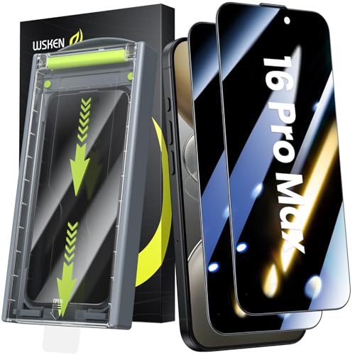 WSKEN für iPhone 16 Pro Max für Panzerglas Sichtschutz - [24°Anti Spy][Auto Dust-Elimination] 9H Härte Privacy Schutzfolie Full Screen Displayschutz Folie,Anti Fingerabdruck,Bläschenfrei,2 Stück von WSKEN