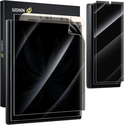 WSKEN für Samsung Galaxy Z Fold 6 Schutzfolie Sichtschutz,28 Degree Privacy [Blase Selbst-Extinktion][Auto Installation] Innen weiche TPU Displayschutz Folie + Front 9H Panzer Schutz Glas 2 Stück von WSKEN